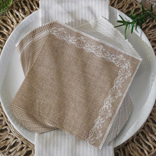 Kate Aspen Burlap And Lace 62 Pcs Tableware Set