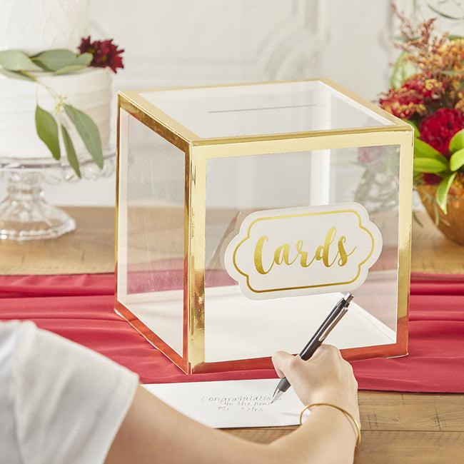Kate Aspen Gold Frame Collapsible Acrylic Card Box