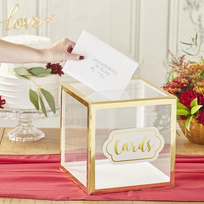 Kate Aspen Gold Frame Collapsible Acrylic Card Box