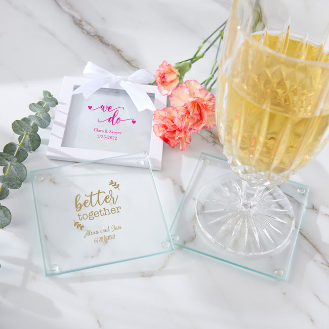kate aspen Personalized Glass Coasters