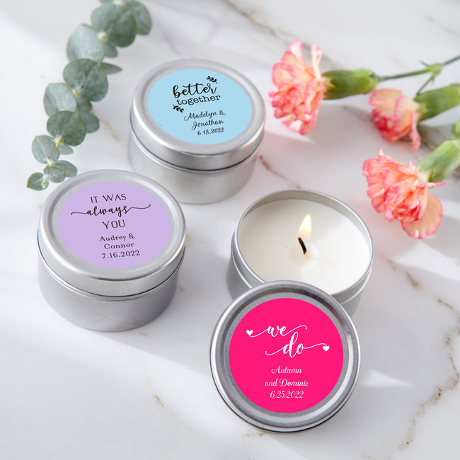 kate aspen Personalized Travel Candle Tin - Wedding