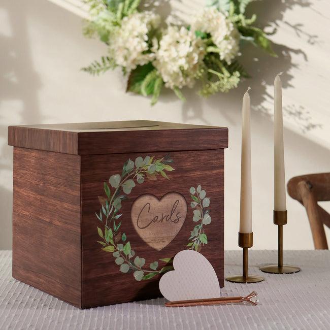 Kate Aspen Rustic Brown Wood Card Box - Updated