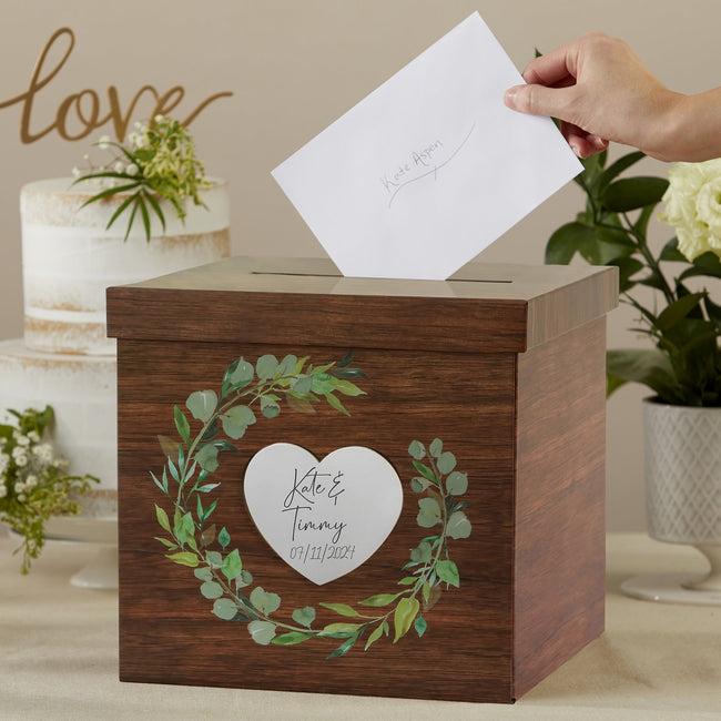 kate aspen Rustic Brown Wood Card Box - Updated