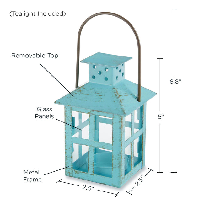 Kate Aspen Vintage Blue Distressed Lantern - Small