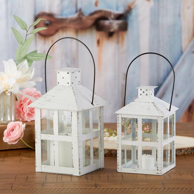 Kate Aspen Vintage White Distressed Lantern - Large