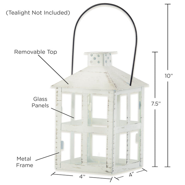 Kate Aspen Vintage White Distressed Lantern - Large