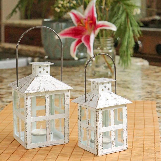 Kate Aspen Vintage White Distressed Lantern - Medium