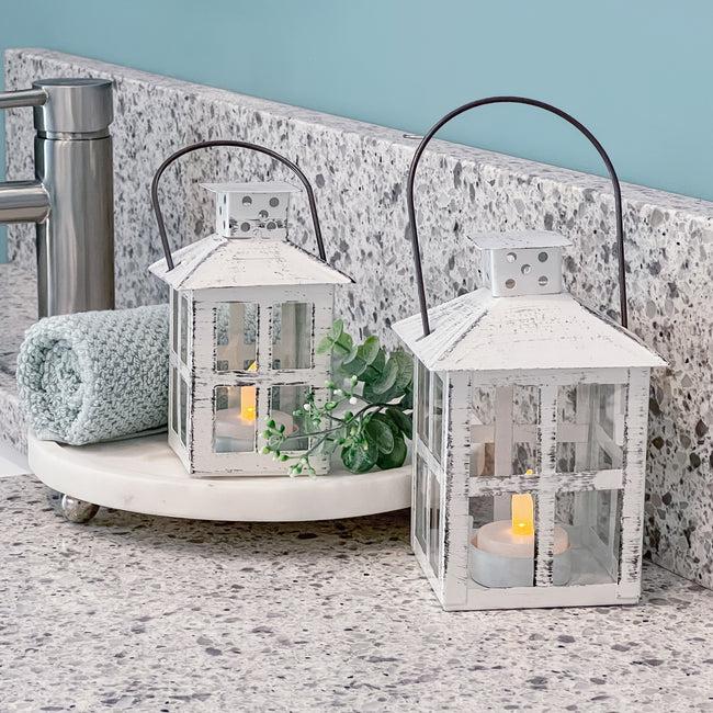 kate aspen Vintage White Distressed Lantern - Medium
