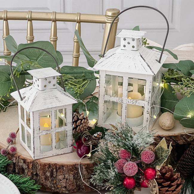 Kate Aspen Vintage White Distressed Lantern - Small