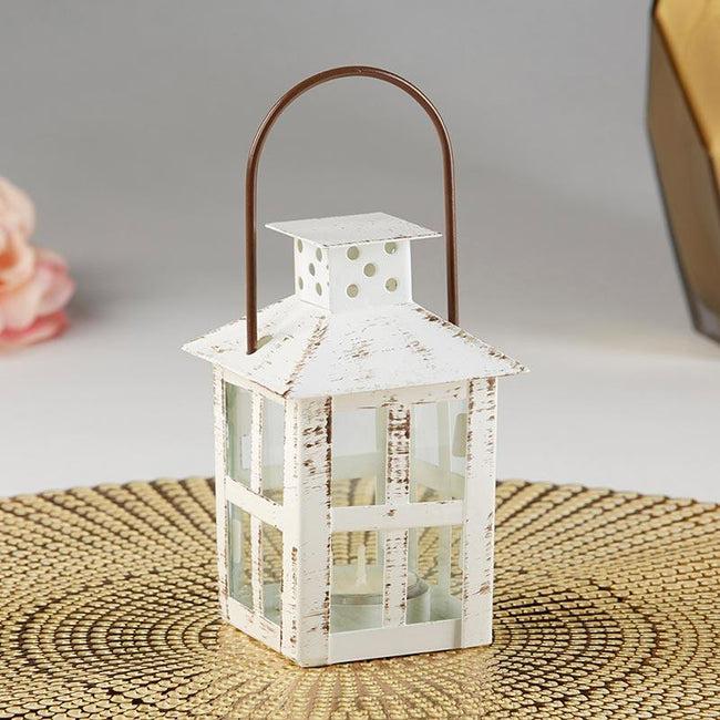 Kate Aspen Vintage White Distressed Lantern - Small