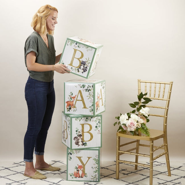 Kate Aspen Woodland Baby Block Box (Set Of 4)