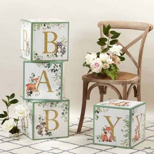 Kate Aspen Woodland Baby Block Box (Set Of 4)
