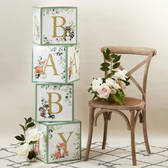 kate aspen Woodland Baby Block Box (Set of 4)