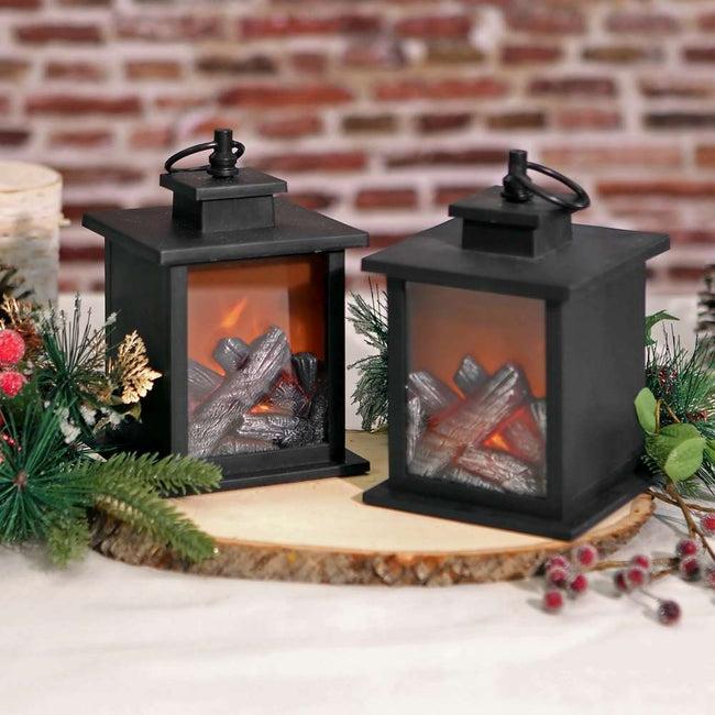 Kate Aspen LED Vintage Decorative Black Lantern - Tokyo (Set Of 2)
