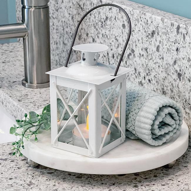 kate aspen Luminous Distressed White Mini-Lantern Tea Light Holder kate aspen Luminous Distressed White Mini-Lantern Tea Light Holder