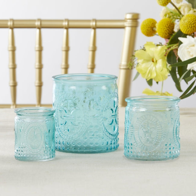 Kate Aspen Nesting Vintage Blue Glass Tea Light Holder (Set Of 3)