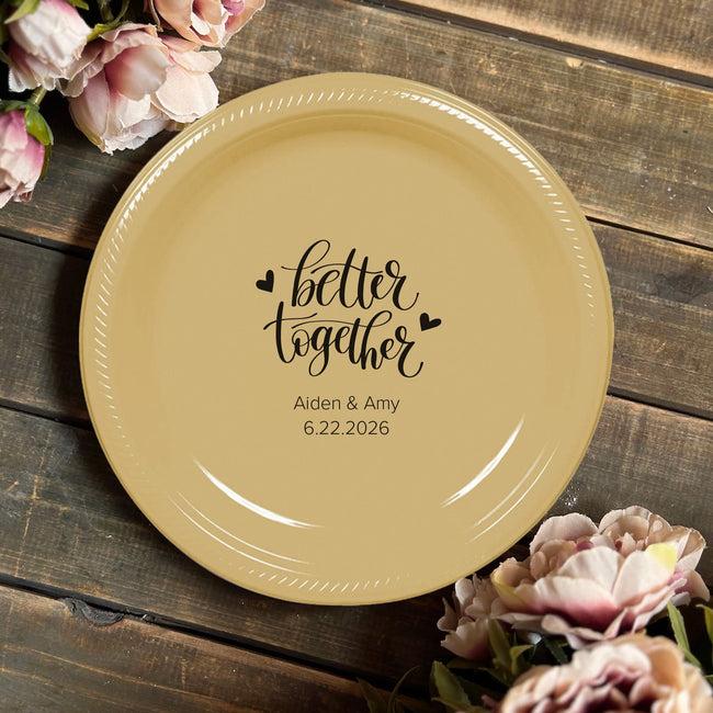 Kate Aspen Personalized 7" Plastic Round Wedding Plates