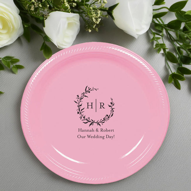 kate aspen Personalized 7" Plastic Round Wedding Plates