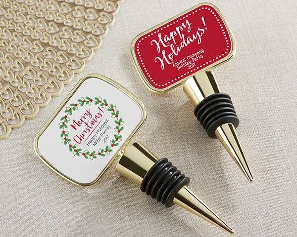 Kate Aspen Personalized Gold Bottle Stopper - Holiday