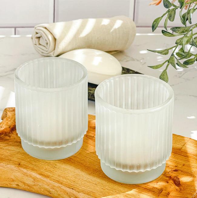 Kate Aspen Ribbed Frosted Glass Votive Candle Holder (Set Of 6)