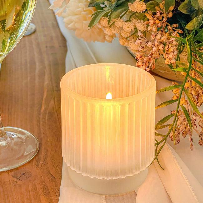 Kate Aspen Ribbed Frosted Glass Votive Candle Holder (Set Of 6)