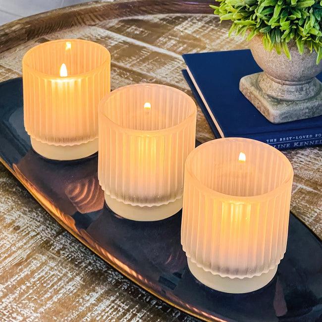 kate aspen Ribbed Frosted Glass Votive Candle Holder (Set of 6)