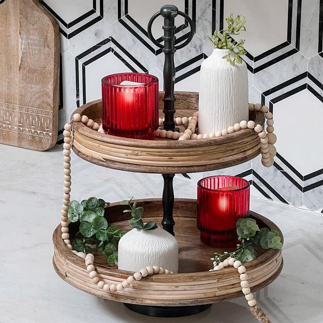 Kate Aspen Ribbed Red Glass Votive Candle Holder (Set Of 6)