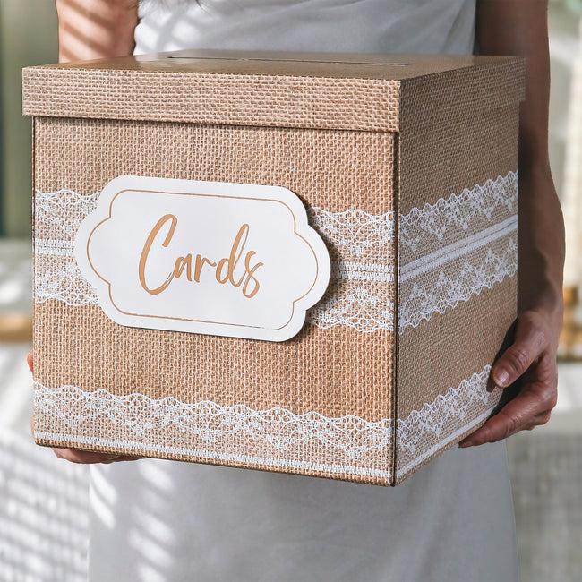 Kate Aspen Rustic Elegance Wedding And Party Card Box - Burlap And Lace