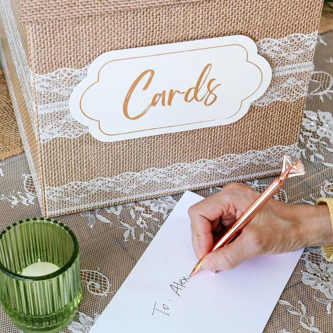 Kate Aspen Rustic Elegance Wedding And Party Card Box - Burlap And Lace