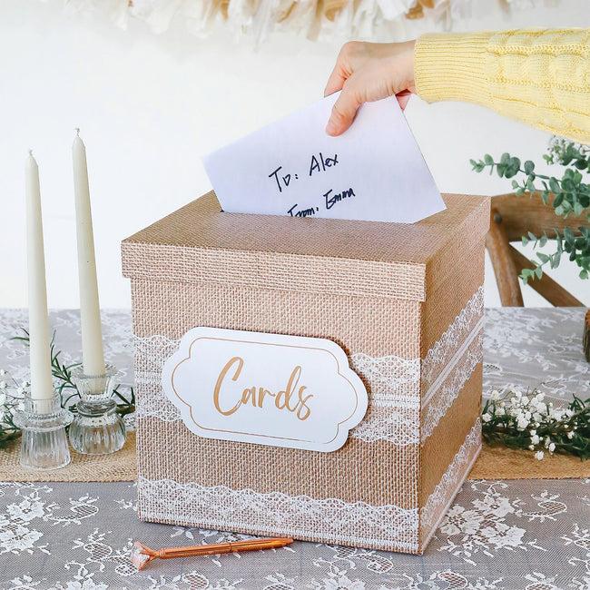 Kate Aspen Rustic Elegance Wedding And Party Card Box - Burlap And Lace