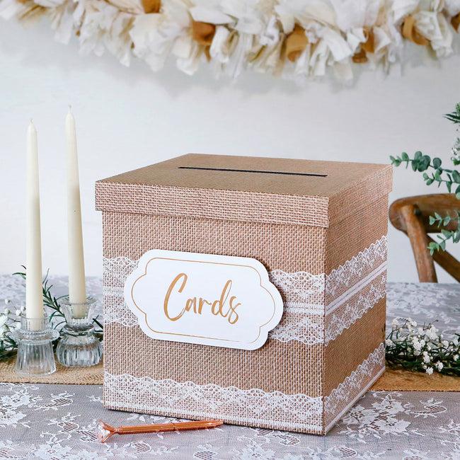 kate aspen Rustic Elegance Wedding and Party Card Box - Burlap and Lace