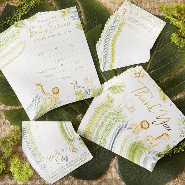 kate aspen Safari Baby Shower Invitation & Thank You Card Bundle (Set of 20)