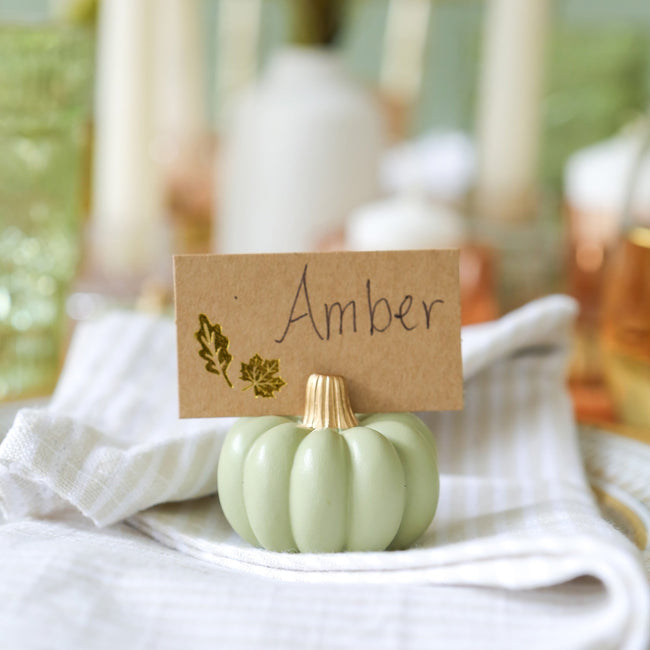 Kate Aspen Sage Green Pumpkin Place Card Holder (Set Of 6)