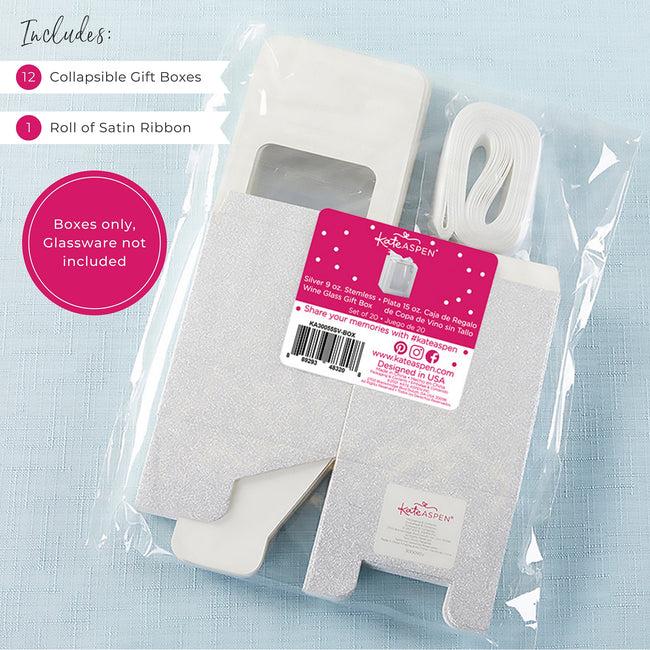 Kate Aspen Silver 9 Oz. Glassware Gift Box With Ribbon (Set Of 20)