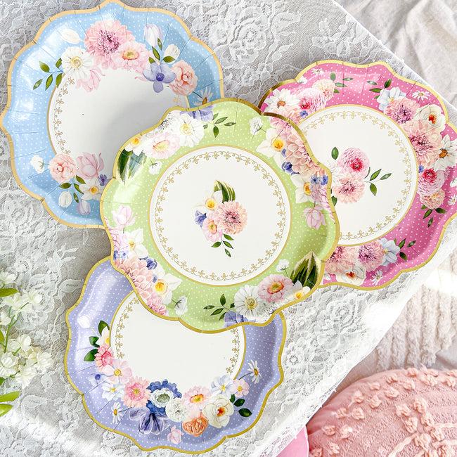 kate aspen Tea Time Party 9" Premium Paper Plates - Assorted (Set of 16)