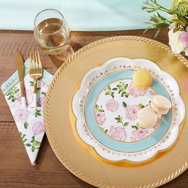 Kate Aspen Tea Time Whimsy 9 In. Premium Paper Plates - Blue (Set Of 16)
