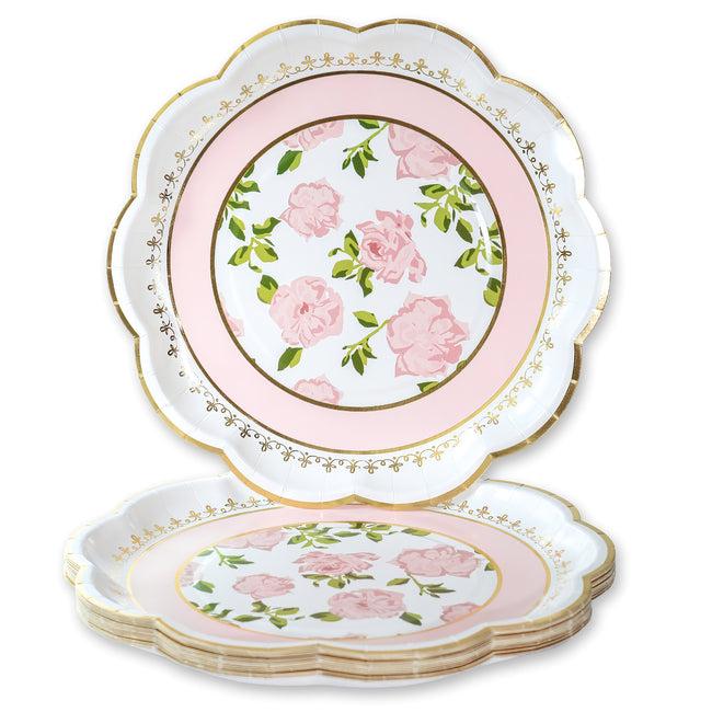 kate aspen Tea Time Whimsy 9 in. Premium Paper Plates - Pink (Set of 16)