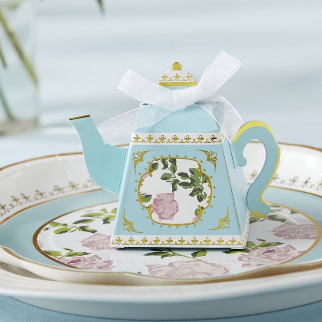 kate aspen Tea Time Whimsy Teapot Favor Box - Blue (Set of 24)