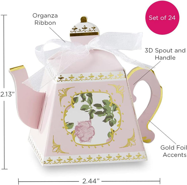 Kate Aspen Tea Time Whimsy Teapot Favor Box - Pink (Set Of 24)