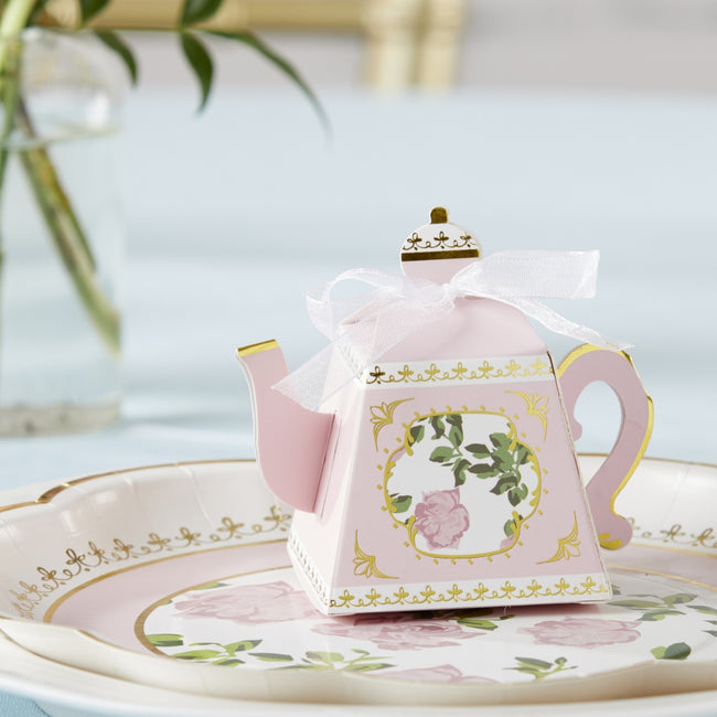 kate aspen Tea Time Whimsy Teapot Favor Box - Pink (Set of 24)