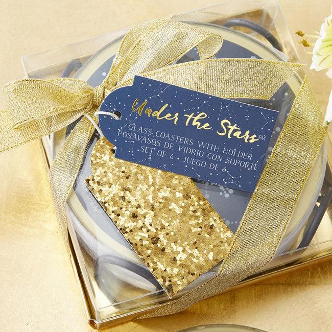 Kate Aspen Under The Stars Glass Coaster With Holder (Set Of 6)
