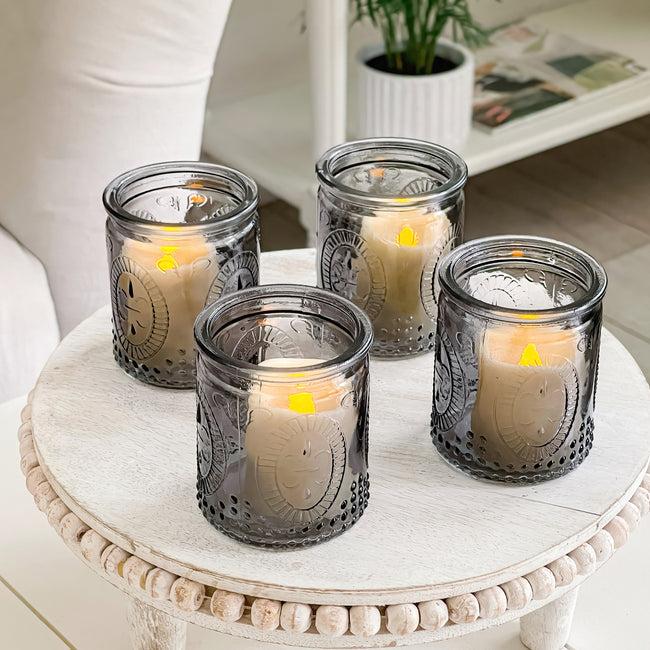 Kate Aspen Vintage Smoke Gray Glass Tea Light Holder (Set Of 8)