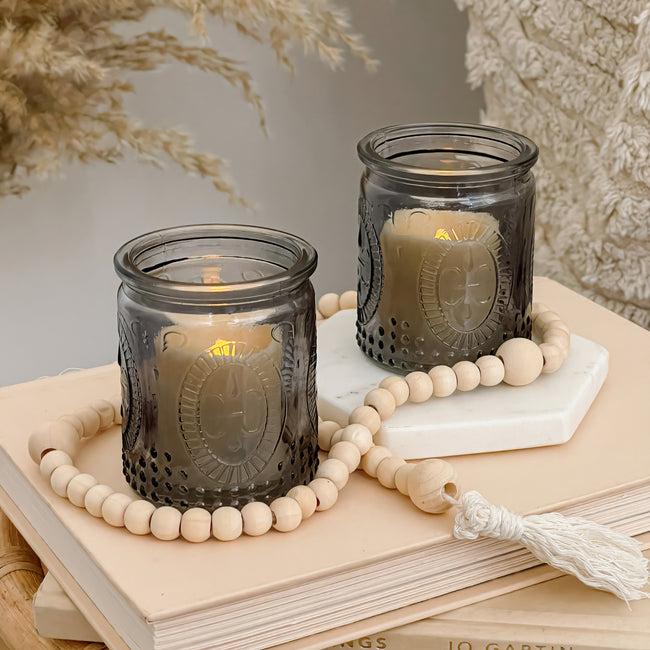 Kate Aspen Vintage Smoke Gray Glass Tea Light Holder (Set Of 8)
