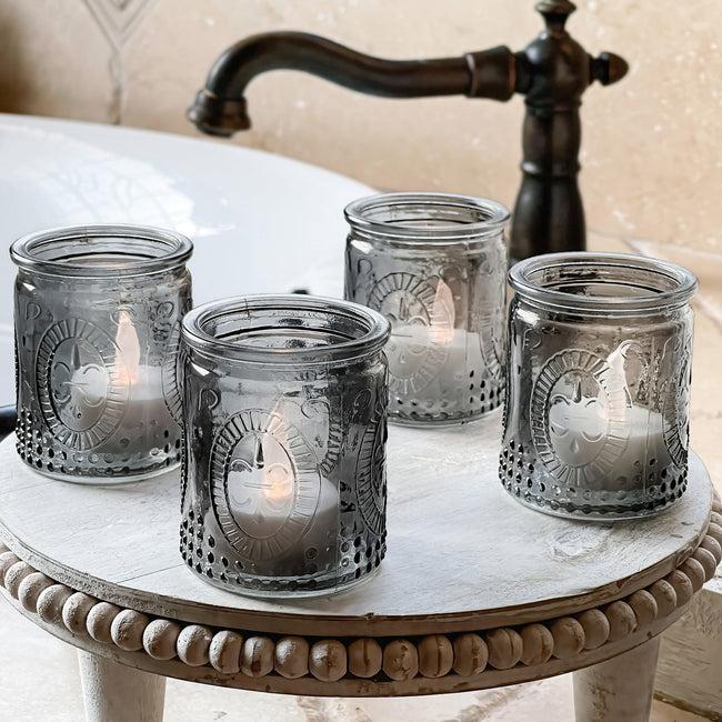 Kate Aspen Vintage Smoke Gray Glass Tea Light Holder (Set Of 8)