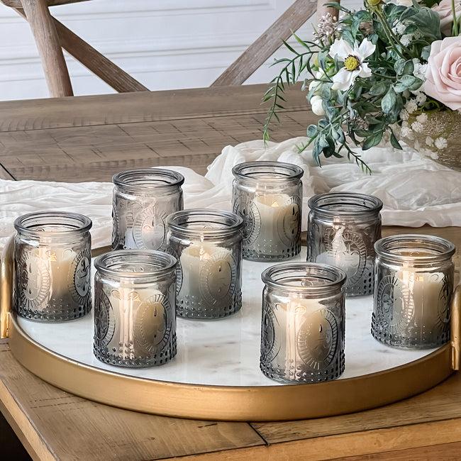 kate aspen Vintage Smoke Gray Glass Tea Light Holder (Set of 8)