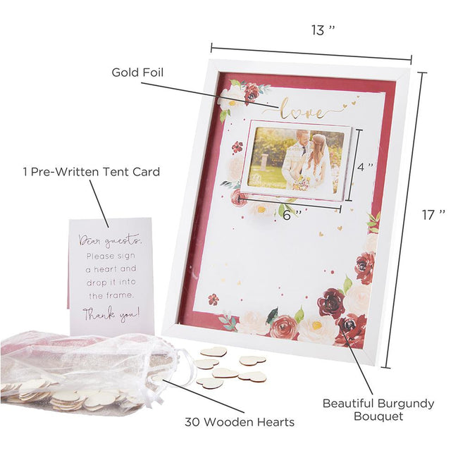 Kate Aspen Wedding Guest Book Alternative - Burgundy Blush Floral