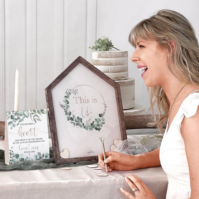 Kate Aspen Wedding Guest Book Alternative - Modern Rustic House Shape