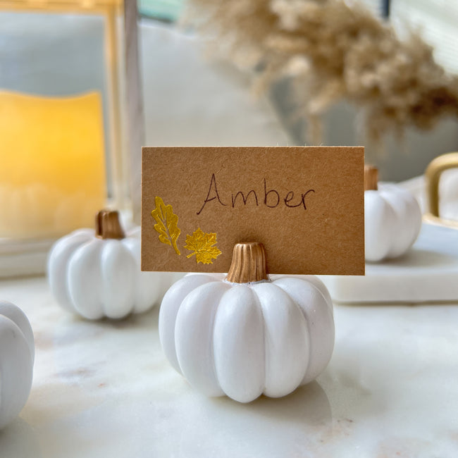 Kate Aspen White Pumpkin Place Card Holder (Set Of 6)