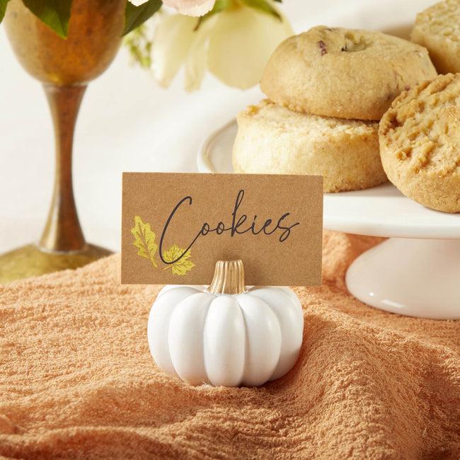 kate aspen White Pumpkin Place Card Holder (Set of 6)