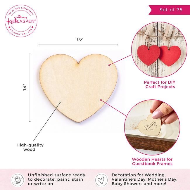 Kate Aspen Wooden Hearts For Guest Book Alternative (Set Of 75)